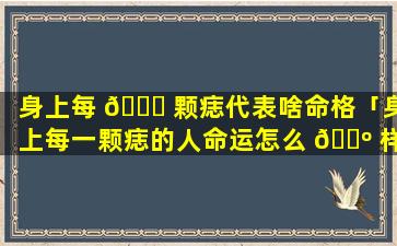 身上每 🐕 颗痣代表啥命格「身上每一颗痣的人命运怎么 🐺 样」